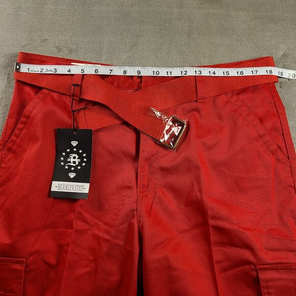 Brooklyn State Men's Red 36 Cargo Shorts With Belt New - Picture 4 of 9